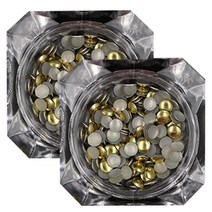 이코디 라운드 3mm 네일스톤, 골드, 2개입