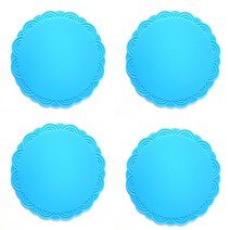 이코디 원형 레이스 매트 4p, 블루