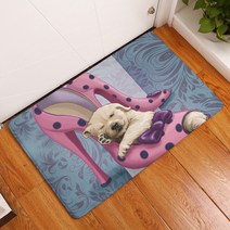 리빙팝 주방욕실 미끄럼방지 개와고양이 일러스트 발매트 C, 13