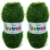 행복뜨기 반짝이 명품 수세미 뜨개실 2p 세트, 4 카키