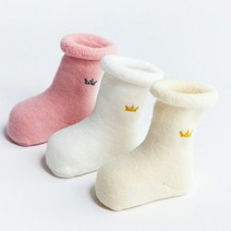 엠케이 여아용 베이직 왕관 긴 양말 3종 세트