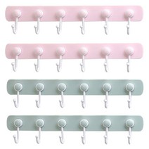 리버그린 깔끔 벽걸이 부착 행거 4p 세트, 핑크, 그린, 1세트