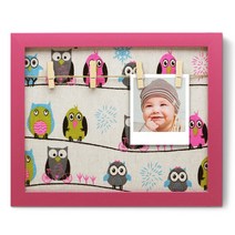 BONOKI 2 in 4 Photo 인테리어 액자 A형 + 나무 집게 9p, OWL PINK