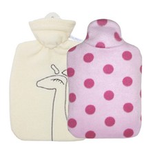 휴고프로쉬 보온 물주머니 핫팩 클래식 테디코트형 기린 1.8L 화이트 + 에코 주니어 핑크도트 0.8L, 1세트