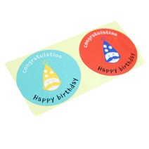 황씨네도시락 생일 고깔모자 원형 스티커 민트 63p + 레드 63p, 혼합 색상, 1세트