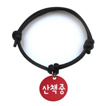 펫츠룩 굿모닝 블랙 반려동물 목걸이 M + 알미늄원형 팬던트 M, 레드(산책중), 1개