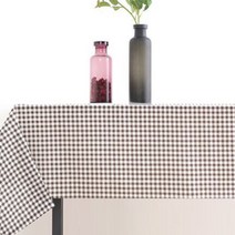 이코디 코지 파스텔 체크 테이블 보, 브라운, 140 x 140 cm