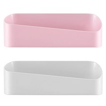 모던 흡착식 라운딩 욕실선반, 화이트, 핑크, 2개