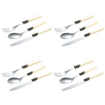 EME 나폴레옹 디저트 3종 4인조 포크나이프세트, 아이보리, 포크(중)4개 + 스푼(중)4개 + 나이프(중)4개