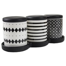 중국OEM Modern Line 도자기 케니스터 A-TYPE 400ml 3종 세트, 1세트, 양념통 + 뚜껑 + 받침