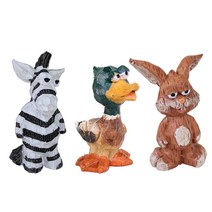 퍼닉 인테리어용 미니어처 동물인형 3p 세트, 얼룩말, 오리, 토끼