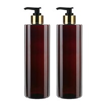 병도매닷컴 ATL500 갈색투명 주방 디스펜서 범프 검정골드마개 공병, 500ml, 2개입