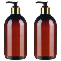 병도매닷컴 ARB330 갈색 투명 디스펜서 검정 골드 마개 공병, 330ml, 2개입