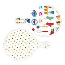 로엠디자인 원형 서빙 도마 보드 2p 클립아트과일 세트, 클립아트과일, 도토리화이트, 1세트