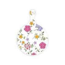 로엠디자인 서빙 도마 보드 원형, 로맨틱레드floral화이트, 1개