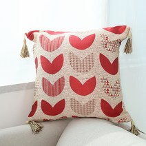 새온Stor 튤립자가드 쿠션, 레드