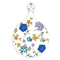 로엠디자인 양면 원형 서빙 도마 보드 로맨틱블루floral화이트, 레드그린낙옆, 1개