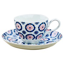 디어리빙 북유럽포터리 커피잔 1인조 잔 + 받침, 핑크, 1세트