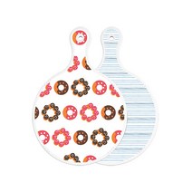 로엠디자인 양면 원형 서빙도마 보드 초코도넛, 삼청색라인, 1개