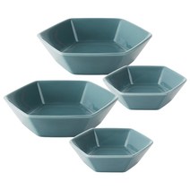 젠한국 헥사곤 육각접시 그레이블루 4p 세트, 1세트, 접시 11cm x 2p + 17cm x 2p
