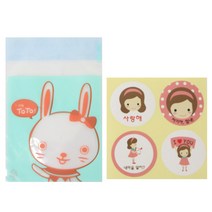 황씨네도시락 접착 야미봉투 토끼 100p + 스티커 연인 소녀 100p, 1세트