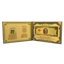 럭키심볼 행운의 선물 황금지폐   생화 네잎클로버 57케이스 세트, 2달러