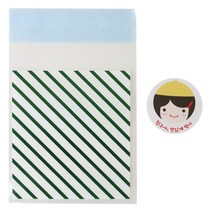 황씨네도시락 접착 스트라이프 봉투 그린 30p + 노랑모자 걸 스티커 30p, 1세트