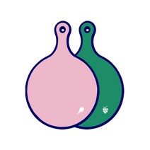 로엠디자인 블루 에디션 양면 원형 서빙도마 분홍, 그린, 1개
