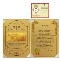럭키심볼 어버이날 마음의 용돈 황금 1억 감사장 + 24K골드 카네이션 전자파 스티커, 1세트, 아빠 엄마 감사장