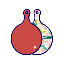 로엠디자인 블루에디션 양면 원형 서빙도마 보드 레드, 구관조핑크, 1개