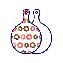 로엠디자인 블루에디션 양면 원형 서빙도마 보드 초코도넛, 라인하트, 1개