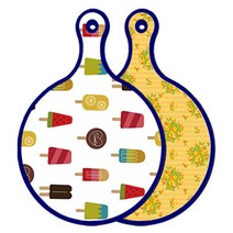 로엠디자인 블루에디션 양면 원형 서빙 도마 하드, 오렌지넝쿨로즈, 1개