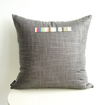 나비손길 린넨 색동띠 쿠션 솜포함 03, 그레이 연그레이