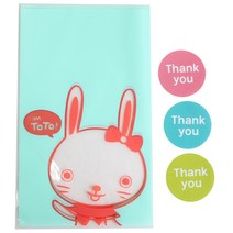 황씨네도시락 비접착 야미봉투 토끼 50p + 원형 땡큐 스티커 50p, 1세트