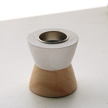 리버그린 컬러 우드 캔들홀더, 화이트