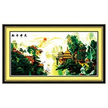 ZKF 십자수 DIY 세트, 1세트, 태양 빛 가득한 계곡