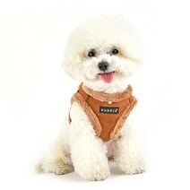 퍼피아 스웨드 겨울 강아지 하네스 가슴줄 B, BROWN