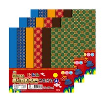 칼라팬시 큰색종이 무늬패턴 양면 전통문양 4 8p 대형색종이 26cm, 6색, 3개입