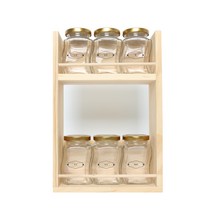 핸드팩토리 양념통 우드선반 세트, 1세트, 양념통 웨이브 스몰 골드캡 6p + 2단 우드선반 중 + 슬림헥사곤 라벨