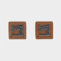 해피베어스 재봉틀 참장식 가죽라벨 2p, 브라운, 3개입