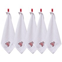 소프트터치 뱀부얀 자수 고리수건, 토끼(화이트), 5개입