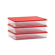 실리쿡 냉장고 소분용기 납작이 특대 레드, 1개, 3개