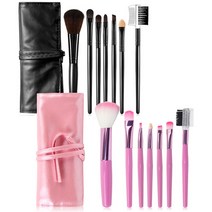 메이크업 브러쉬 7종 세트 블랙 + 핑크, 혼합 색상, 1세트