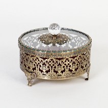 크레디스 엔틱메탈 원형 보석함, 신주, 1개