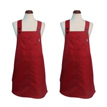 바이데코 방수 솔리드 원피스 앞치마, 레드, 2개입