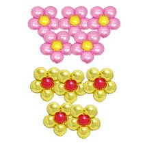파티쇼 플라워 은박 풍선 핑크 5p + 골드 5p, 혼합 색상, 1세트