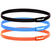 트로비스 스포츠 헤어밴드 3p 세트, 블랙, 블루, 오렌지