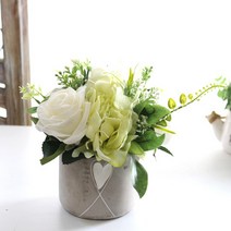 다우에프앤지 조화 수국장미센터피스, 그린, 1개