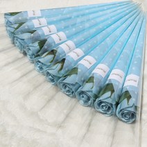 블뤼엔 조화 한송이장미 10p + 땡땡이포장지 10p, 블루