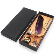 신원 푸에르 만년필 깃털펜 세트, 1.0mm, 퍼플